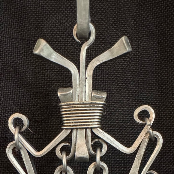 Horseshoe Nail Pendant Necklace Modernist Brutalist Goth Folk Art - Vintage - Picture 8 of 15